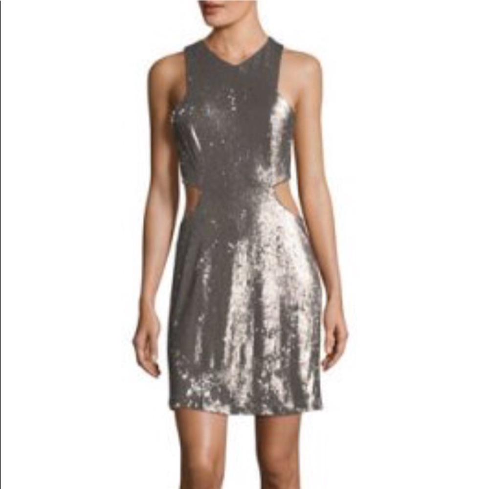 Halston Heritage Sequined Cutout Cocktail Dress,10